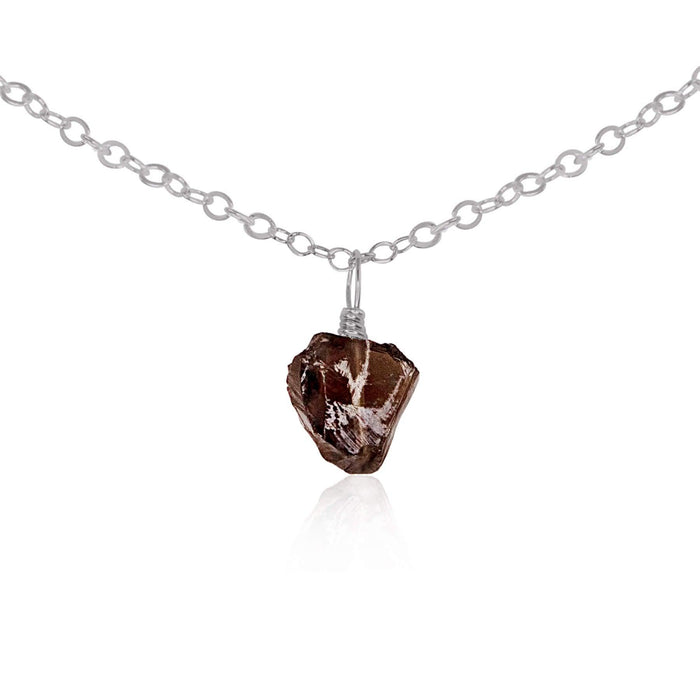 Tiny Rough Smoky Quartz Gemstone Pendant Choker - Tiny Rough Smoky Quartz Gemstone Pendant Choker - Stainless Steel / Cable - Luna Tide Handmade Crystal Jewellery