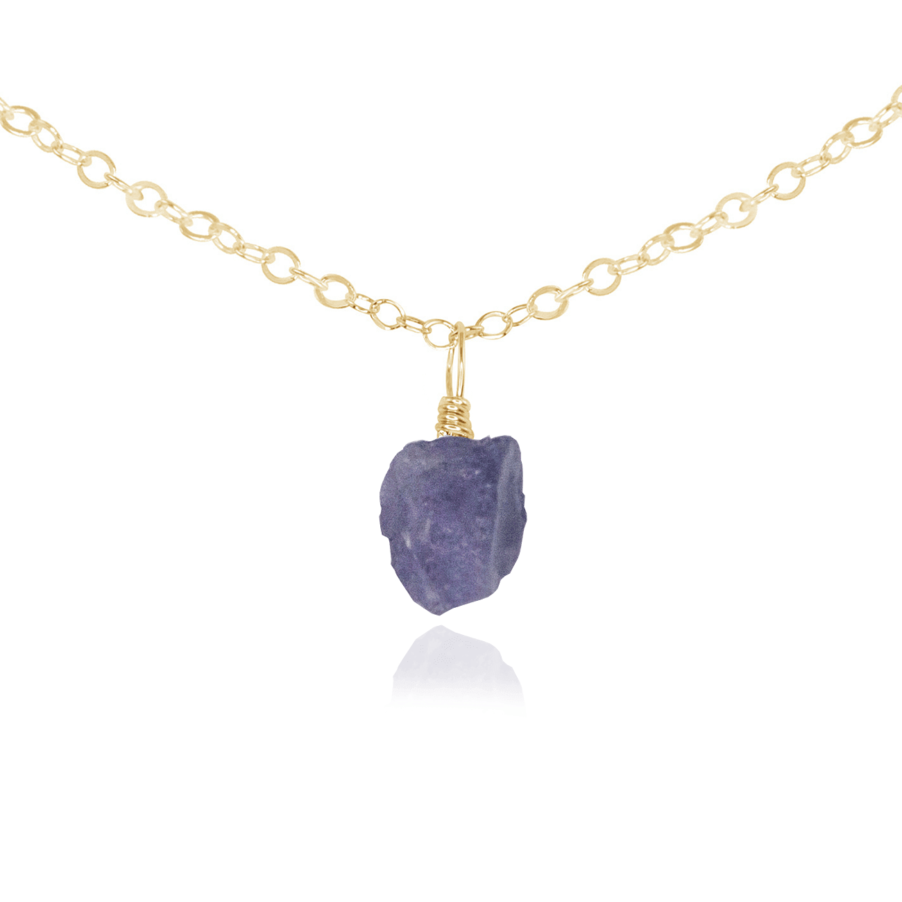 Tiny Rough Tanzanite Gemstone Pendant Choker - Tiny Rough Tanzanite Gemstone Pendant Choker - 14k Gold Fill / Cable - Luna Tide Handmade Crystal Jewellery