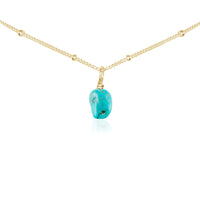 Tiny Rough Turquoise Gemstone Pendant Choker - Tiny Rough Turquoise Gemstone Pendant Choker - 14k Gold Fill / Satellite - Luna Tide Handmade Crystal Jewellery