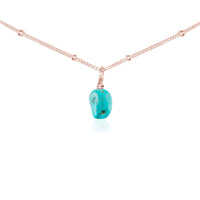 Tiny Rough Turquoise Gemstone Pendant Choker - Tiny Rough Turquoise Gemstone Pendant Choker - 14k Rose Gold Fill / Satellite - Luna Tide Handmade Crystal Jewellery