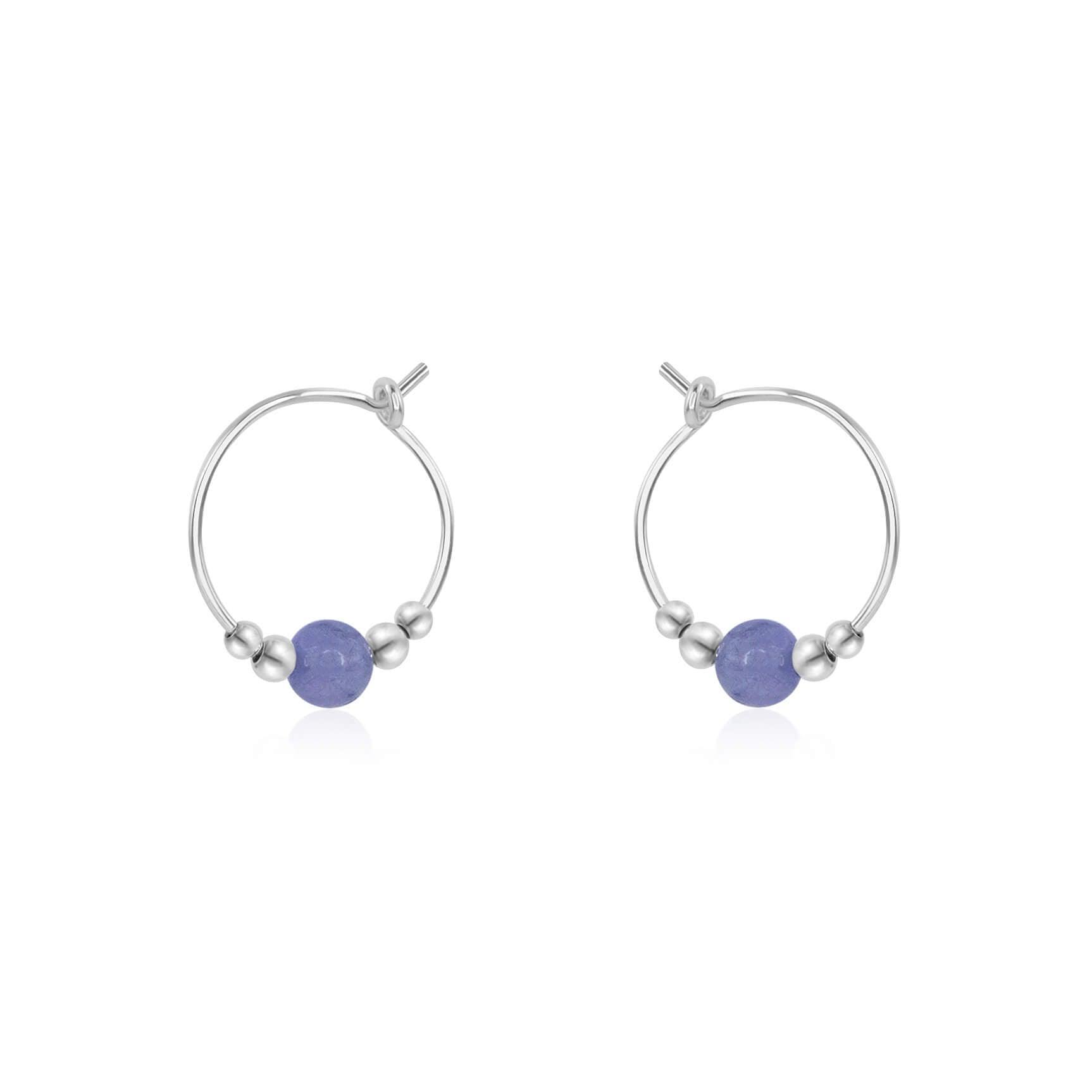 Tiny Tanzanite Gemstone Bead Hoop Earrings Luna Tide