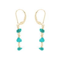 Turquoise Crystal Beaded Chain Dangle Leverback Earrings - Turquoise Crystal Beaded Chain Dangle Leverback Earrings - 14k Gold Fill - Luna Tide Handmade Crystal Jewellery