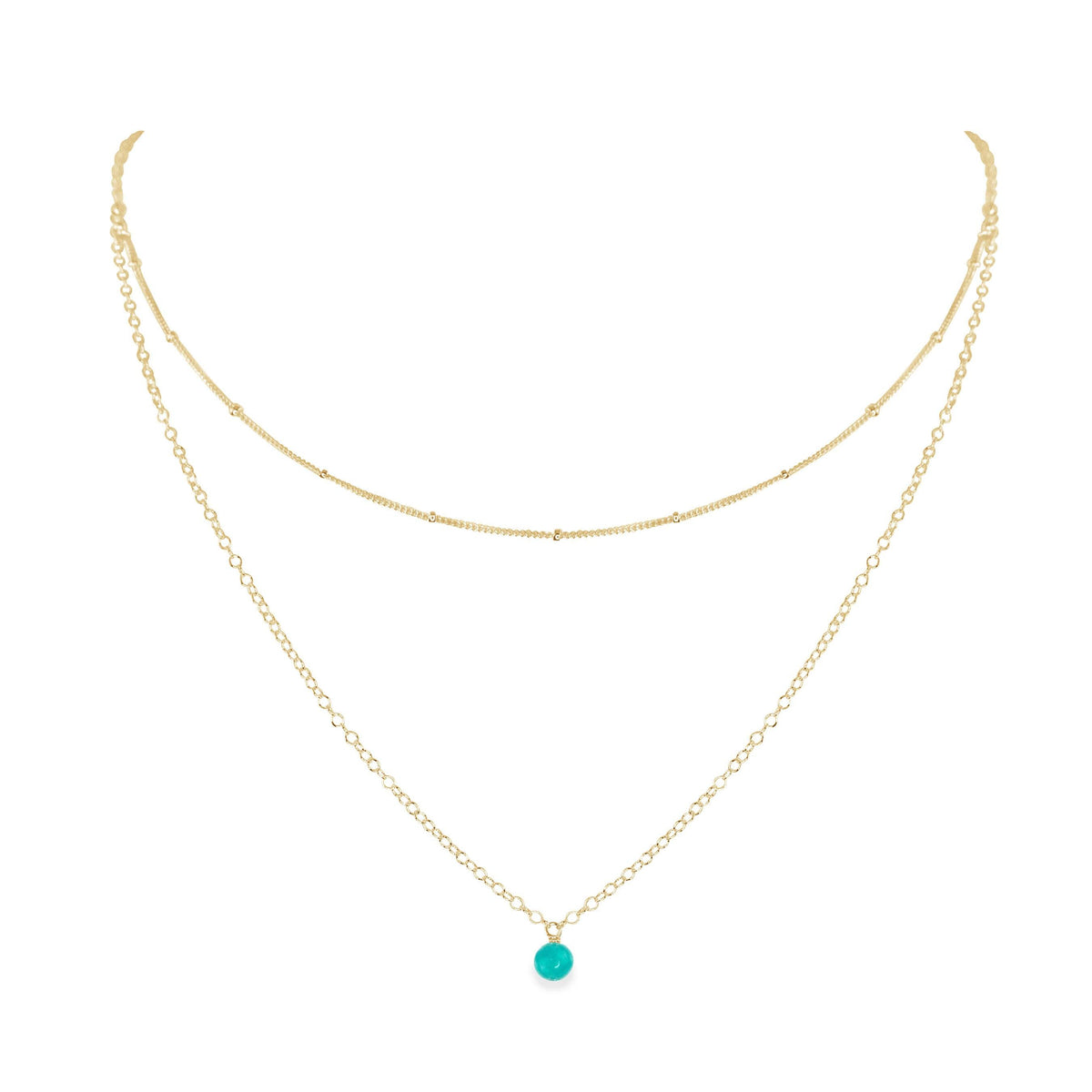Layered Choker - Turquoise - 14K Gold Fill - Luna Tide Handmade Jewellery