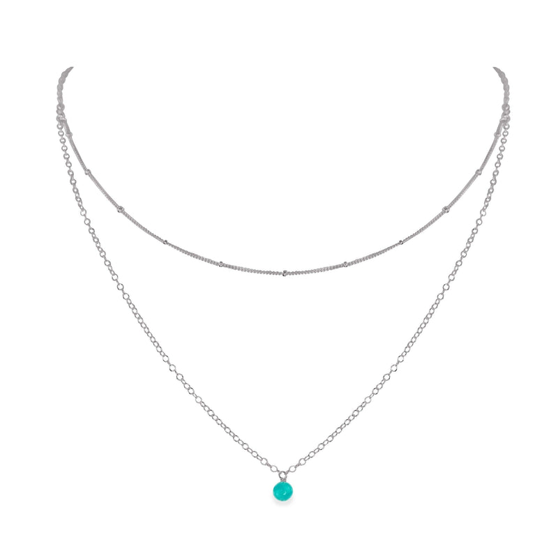 Layered Choker - Turquoise - Stainless Steel - Luna Tide Handmade Jewellery