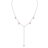 Boho Y Necklace - Freshwater Pearl - Stainless Steel - Luna Tide Handmade Jewellery