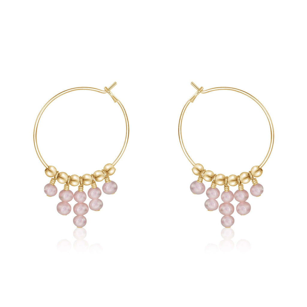 White Freshwater Pearl Statement Hoop Earrings - White Freshwater Pearl Statement Hoop Earrings - 14k Gold Fill - Luna Tide Handmade Crystal Jewellery