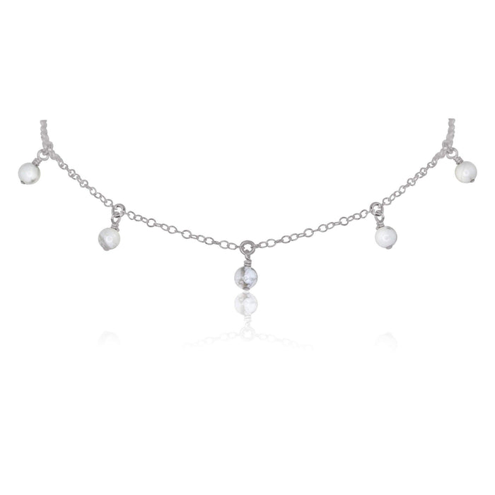 White Howlite Bead Drop Choker - White Howlite Bead Drop Choker - Stainless Steel - Luna Tide Handmade Crystal Jewellery